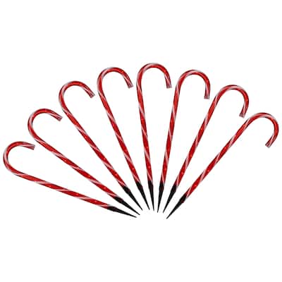 Candy Cane 8 Function Christmas Outdoor Pathway Markers - Set of 8 - 24"