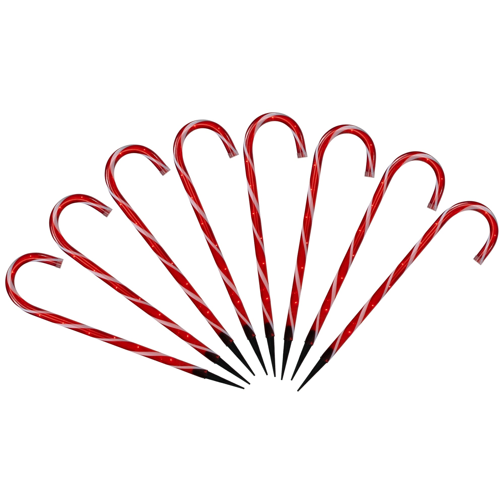 Candy Cane 8 Function Christmas Outdoor Pathway Markers - Set of 8 - 24"