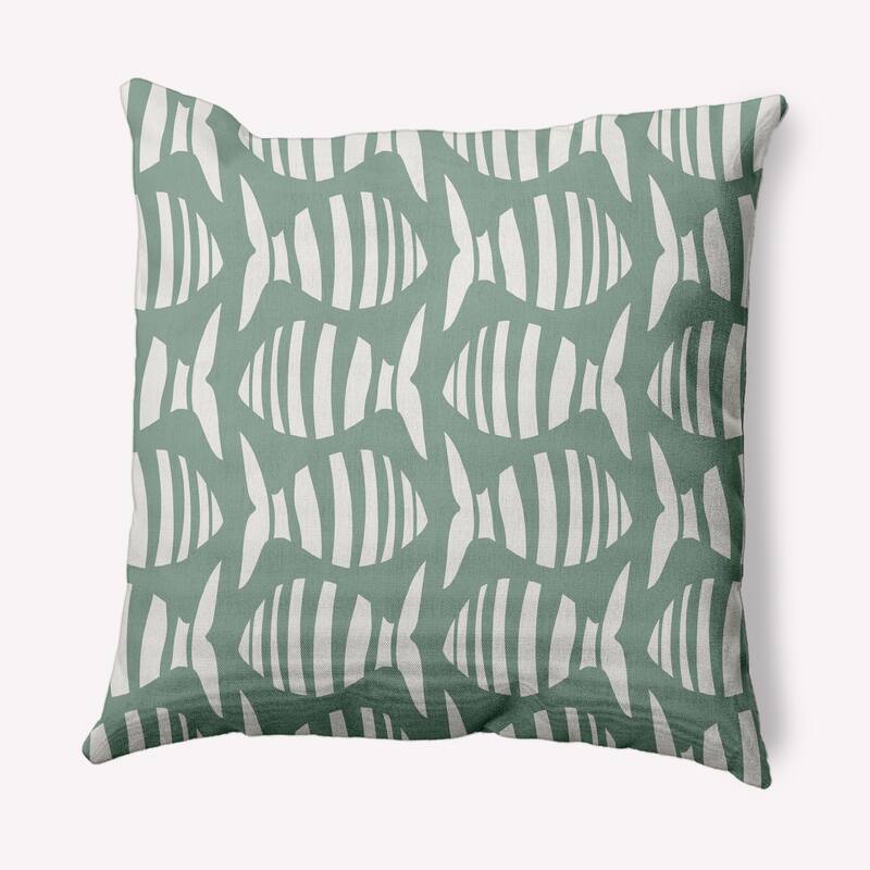 Swimming School Nautical Indoor/Outdoor Throw Pillow - Sage - 16" x 16"