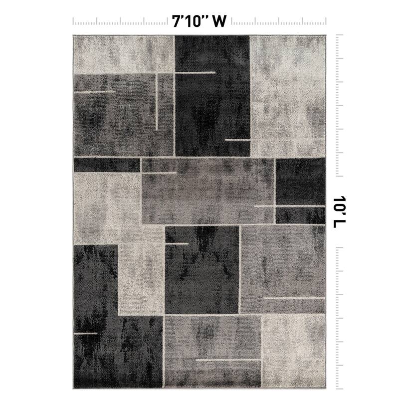 Modern Linear Area Rug for Living Room, Bedroom, or Entryway - Low Pile Indoor Rug