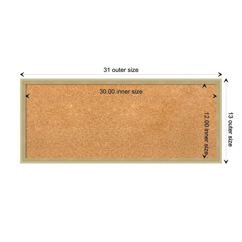 Lucie Metallic Wood Framed Natural Corkboard Bulletin Board - Lucie Champagne - Board Size 30x12