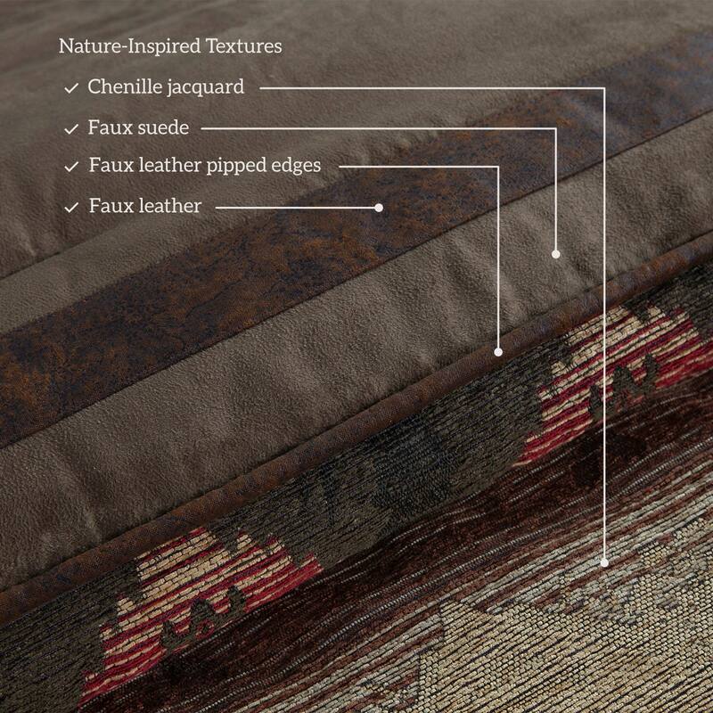 Paseo Road Sierra Suede Chenille Jacquard Western Bedding 7 Piece Comforter Set with Bed Skirt, Shams, & Accent Pillows