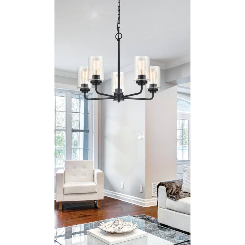 Millennium Lighting Moven 5 Light Metal Chandelier in Multiple Finishes with Seeded Glass Shades