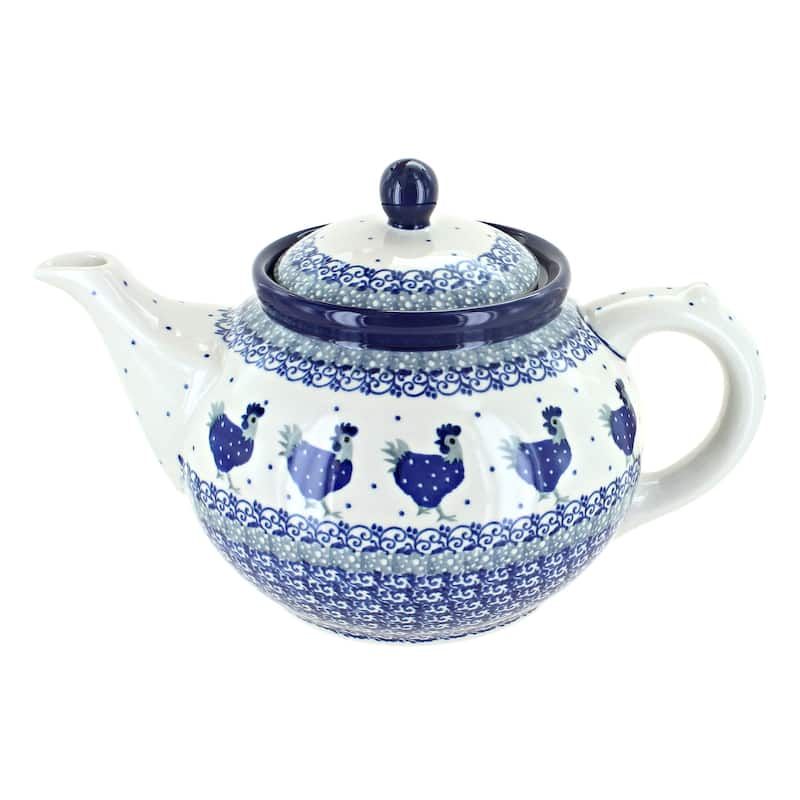 Blue Rose Polish Pottery 60 Ceramika Artystyczna Medium Teapot - Barnyard Rooster
