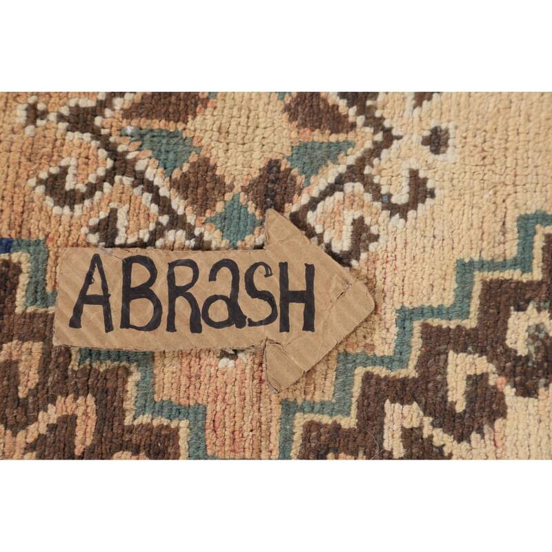 Orange Geometric Bakhtiari Persian Vintage Rug Handmade Wool Carpet - 5'0" x 10'0"