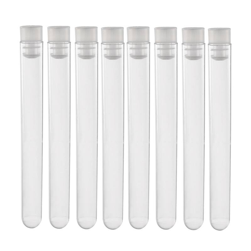 30 Pcs Centrifuge Test Tubes Round Bottom Polystyrene with White Cap 12 x 100mm - Clear