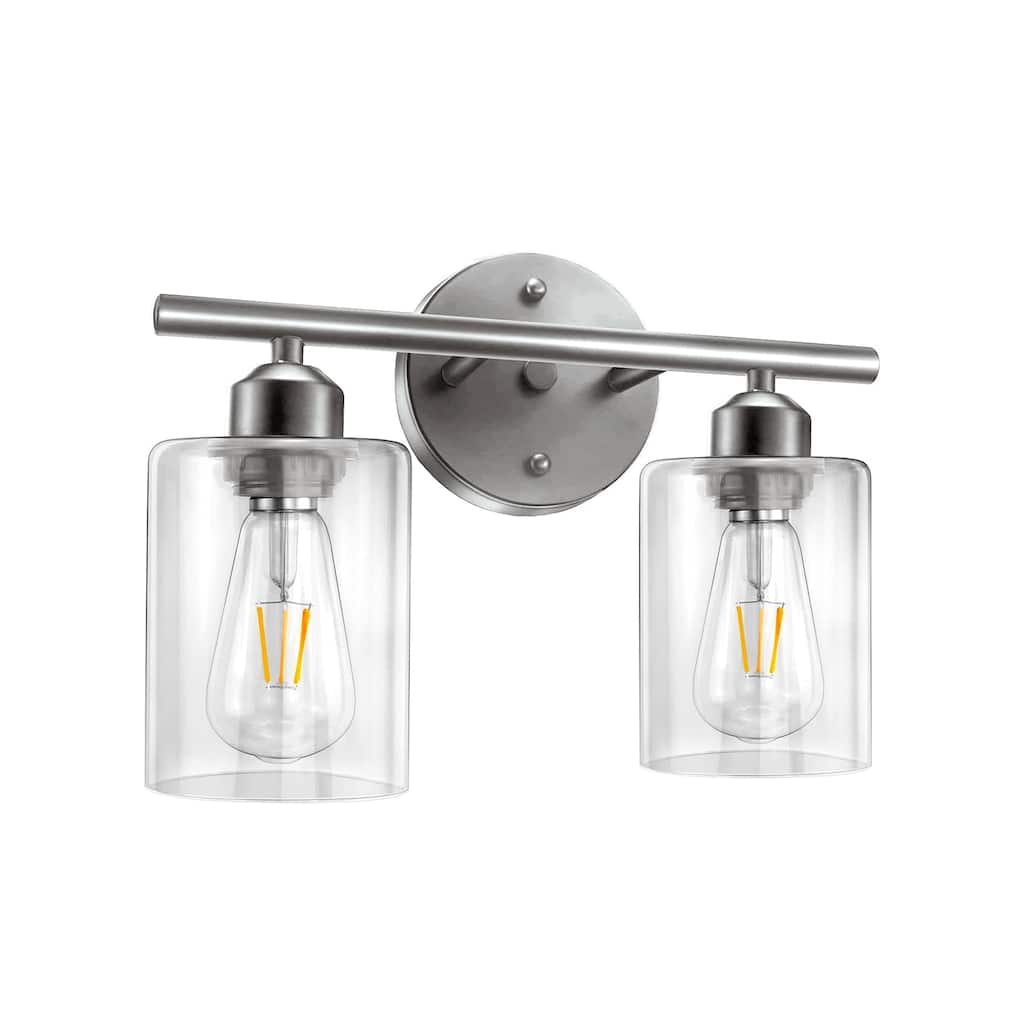 2-Light Dimmable Bathroom Vanity Light With Glass Shade