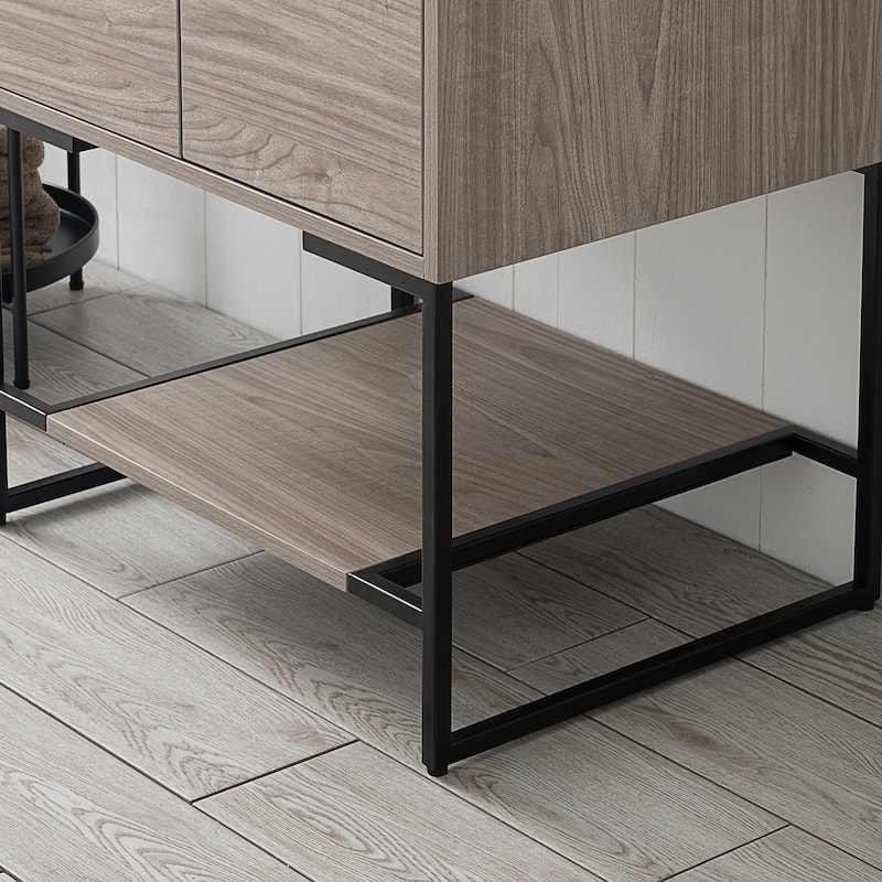 Freestanding Bathroom Vanity Set with Open Shelf & Acrylic Sink