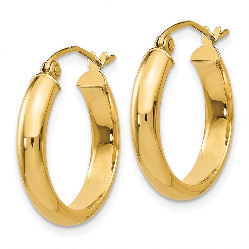 Curata 14k Yellow Gold Polished Round Tube Hoop Earrings - 20x20mm