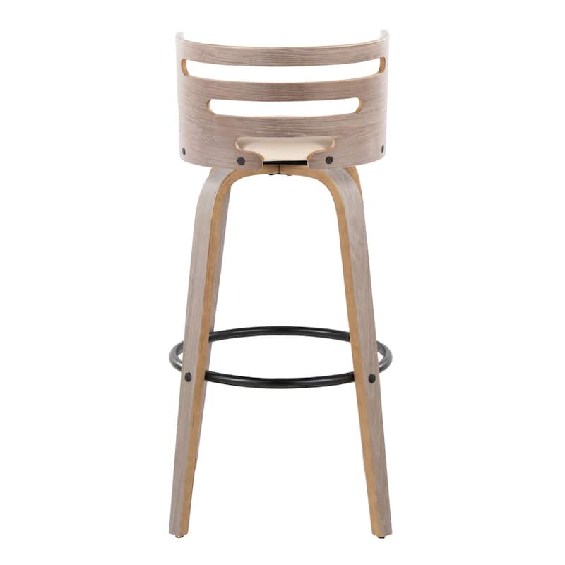 Carson Carrington Cranagh 30" Fixed-Height Bar Stool with Bent Wood Legs & Round Footrest (Set of 2)
