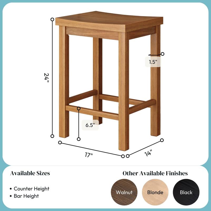 Now Furniture Solid Wood Backless Saddle Seat Counter Height Stool