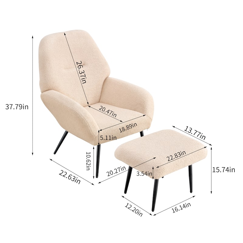 29.5" High Back Tufted Accent Chair with Ottoman