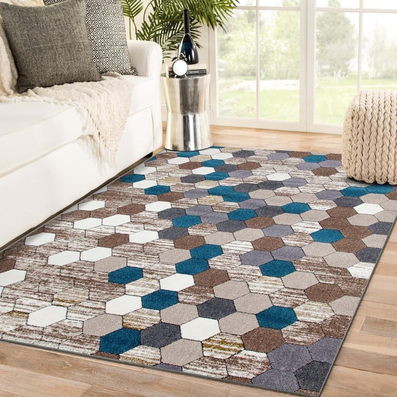 Luxe Weavers Modern Geometric Area Rug, Stain-Resistant Carpet - 5' x 7'