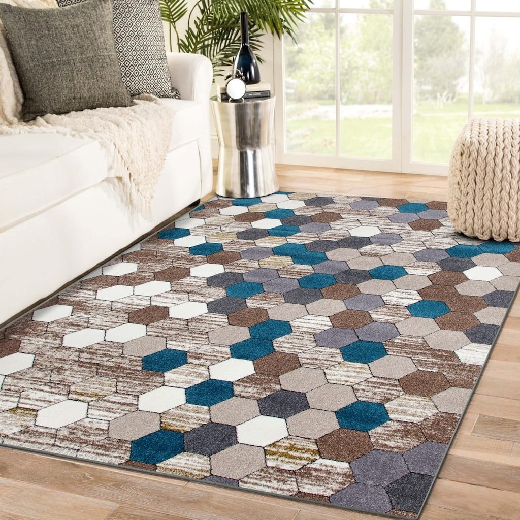 Luxe Weavers Modern Geometric Area Rug, Stain-Resistant Carpet - 5' x 7'