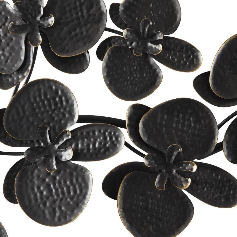 Metal Floral Orchid Home Wall Decor with Stem - Black or Gold - CosmoLiving by Cosmopolitan
