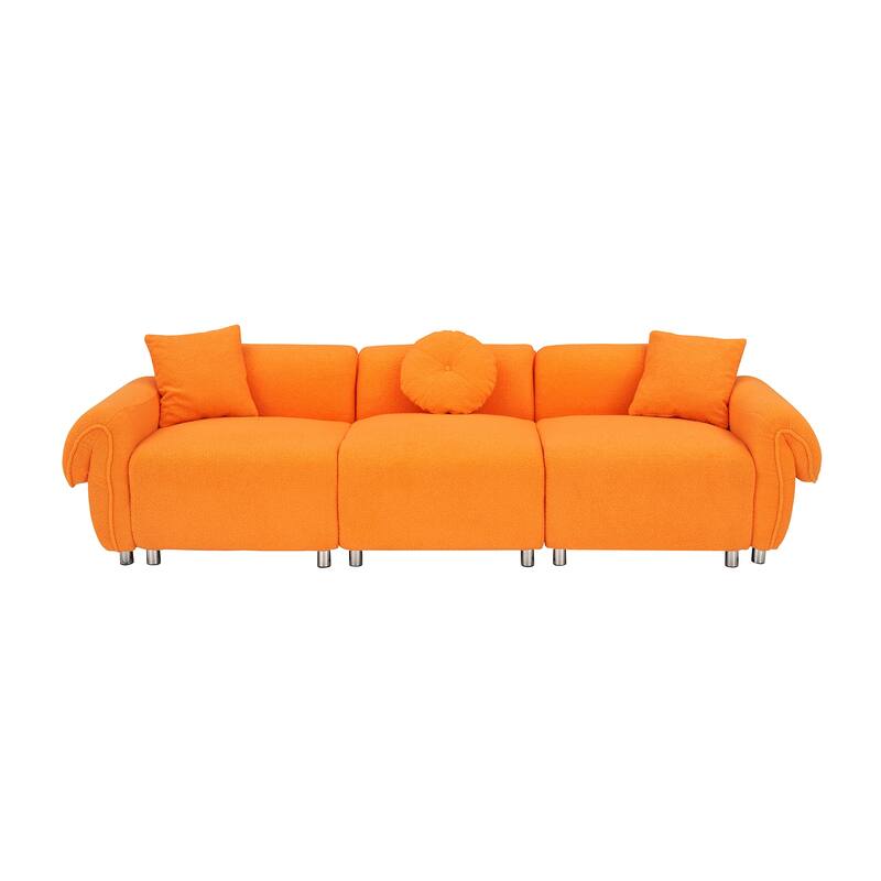 112" teddy velvet fabric, with 3 pillows for living room