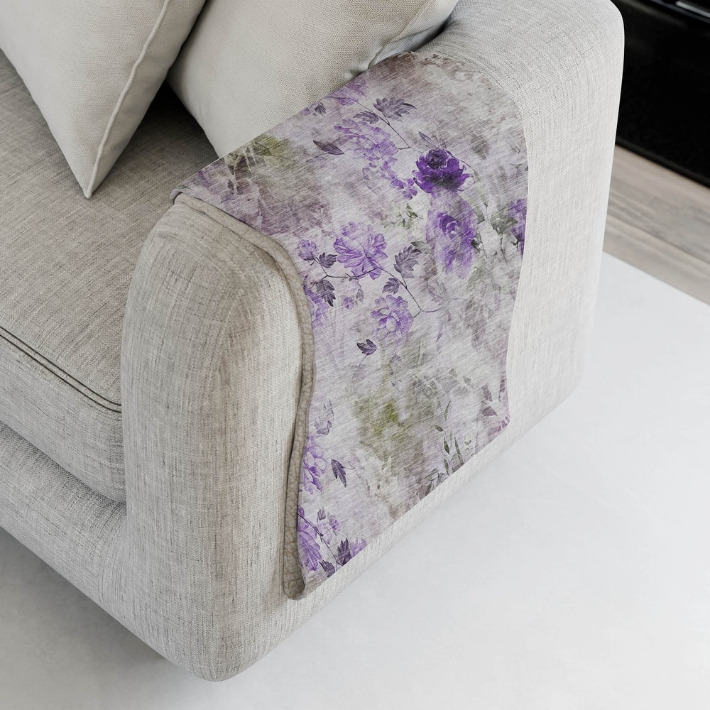 Premium Machine Washable Modern Floral Sherpa Throw Blanket