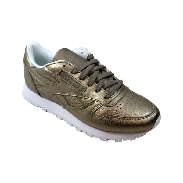 reebok classic leather sneakers in gold pearl