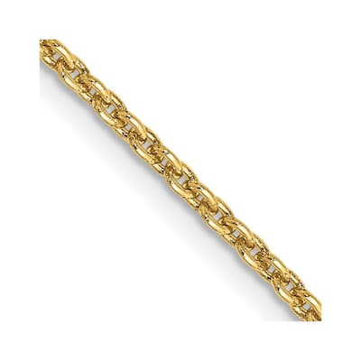 Curata 10k Yellow Gold 2mm Round Open Link Cable Chain Necklace (Lobster)
