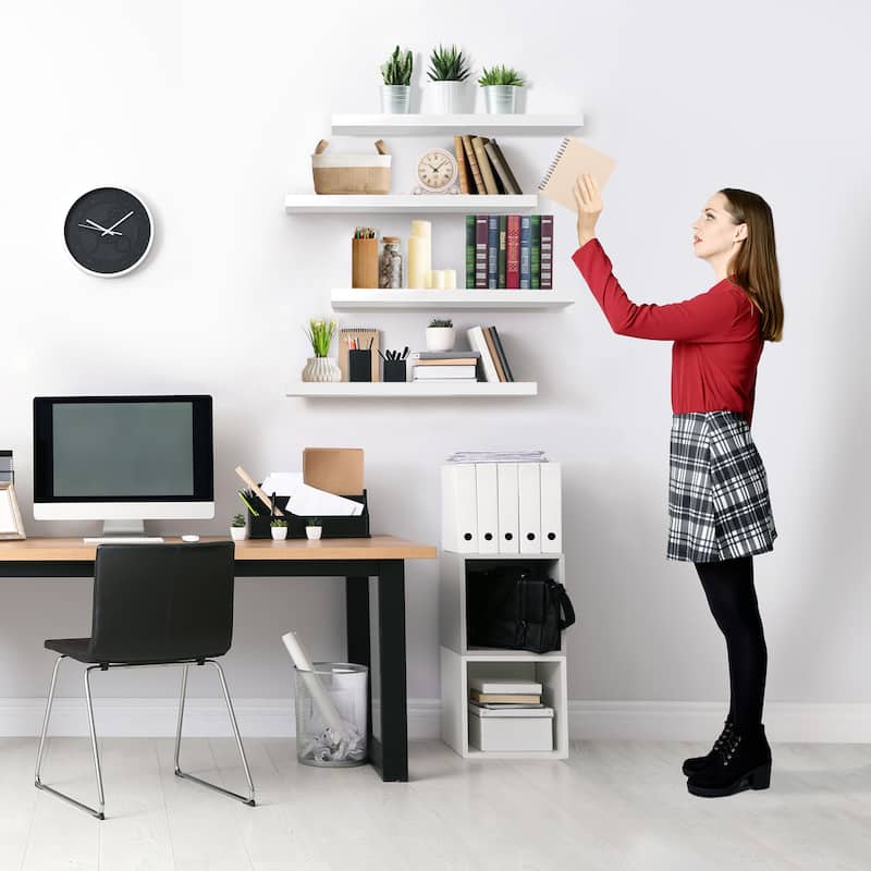 Sorbus Floating Wall Shelves Wall Mounted (4 Pack) - 24" L X 9" W X 1.5"H