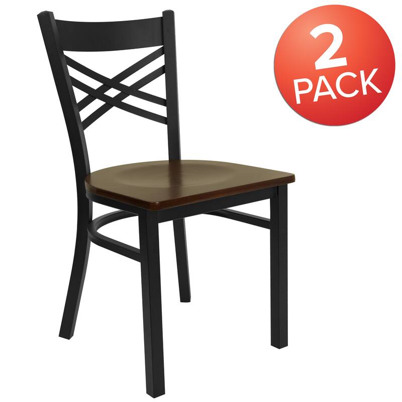 Steel X-back Restaurant Chair (Set of 2) - 16.5"W x 17"D x 32.25"H