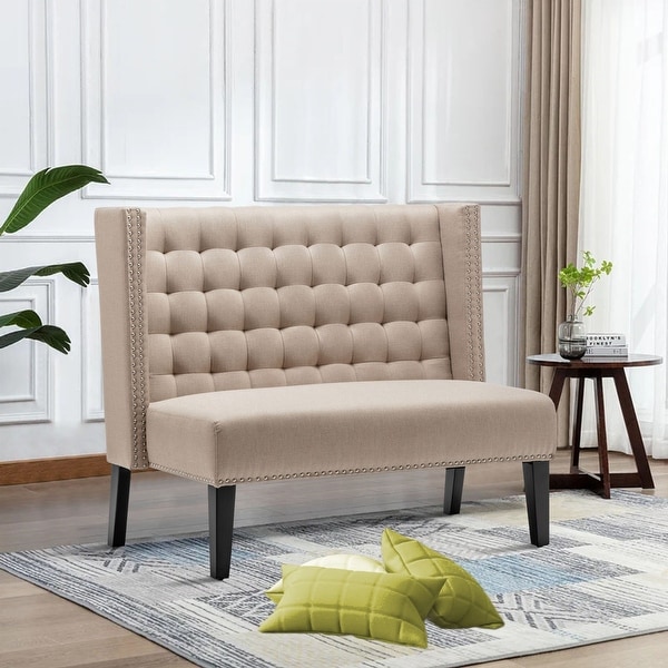 Settee couch Modern Loveseat Settee Bench Sofa 2 Seat Sofa Couch Tufted Love Seat Dining Bench with Nail Head for Living Room On Sale Bed Bath Beyond 36032702