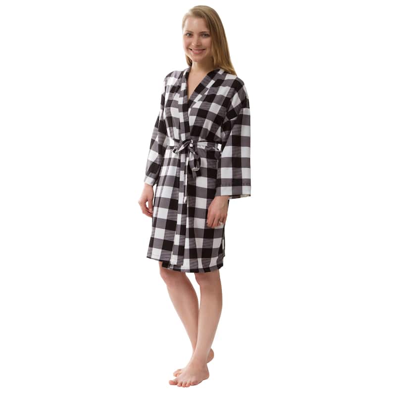 Buffalo Plaid Robe, Women's Plaid Robe Knee Length