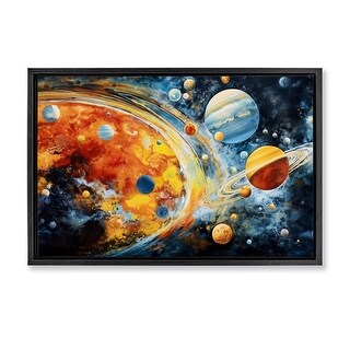Stupell Space Whirl Planets Framed Floater Canvas Wall Art Design By ...