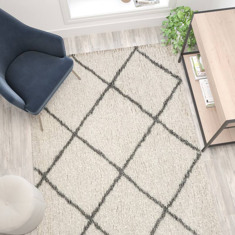 Shag Style Diamond Trellis Area Rug