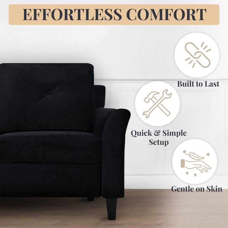 Affordable Tufted Sofa & Loveseat – Black Microfiber Couch for Small Spaces