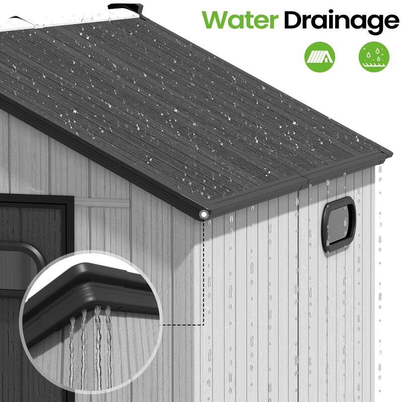 8X10 FT All-Weather Waterproof Plastc Outdoor Resin Storage Shed Windows Lockable Door with Floor for Patio Furniture and Tools