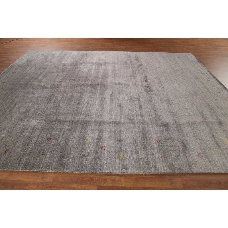 Tribal Gabbeh Indian Rug Hand-Knotted Wool Carpet - 9'1"x 11'6"