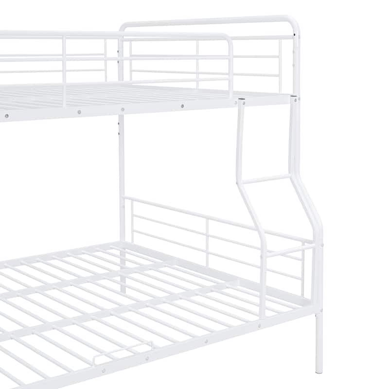 Metal Detachable Bunk Bed Frame, Full XL over Queen Iron Bunk Bed with Ladder and Guardrail, Divided Into 2 Individual Beds