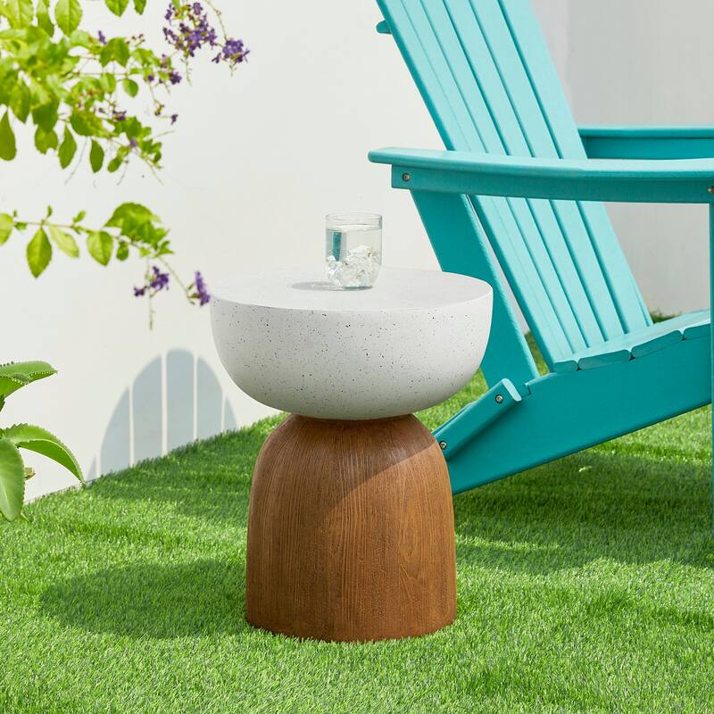 Glitzhome 17.75"H MGO Geometric Faux Terrazzo and Garden Stool