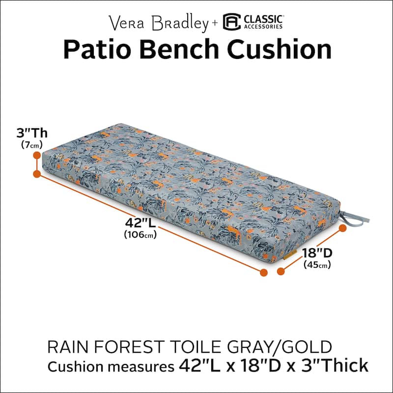 Vera Bradley by Classic Accessories Water-Resistant Patio Bench Cushion
