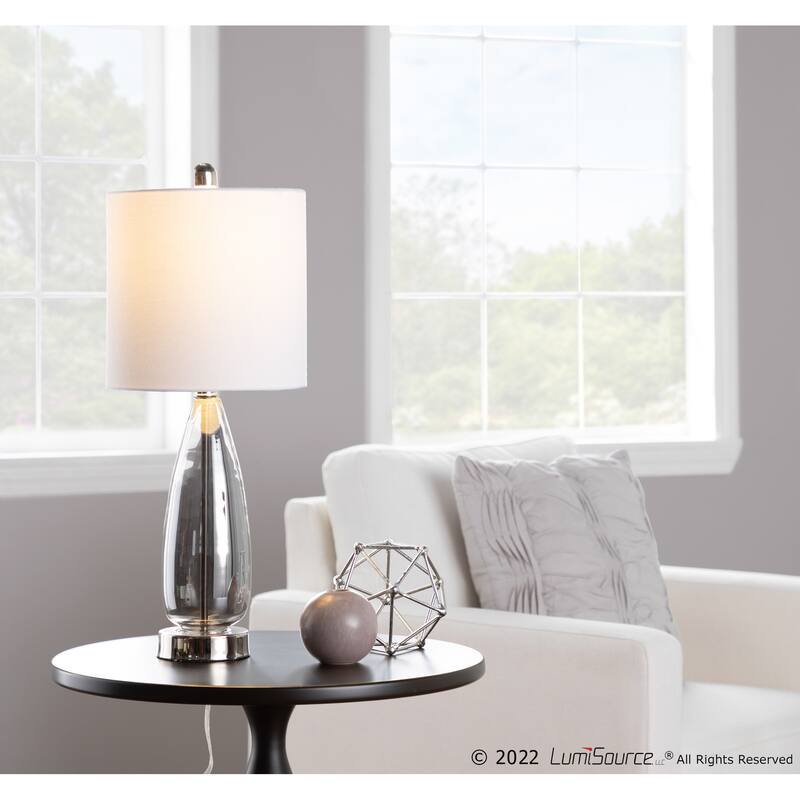 Bottega 21.5" Glass Accent Lamps with Linen Shades (Set of 2)