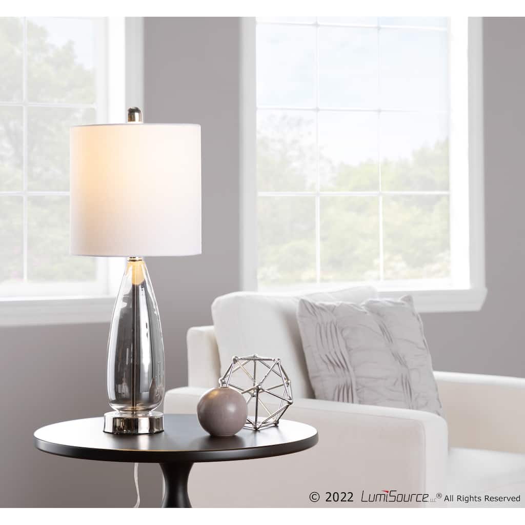 Bottega 21.5" Glass Accent Lamps with Linen Shades (Set of 2)