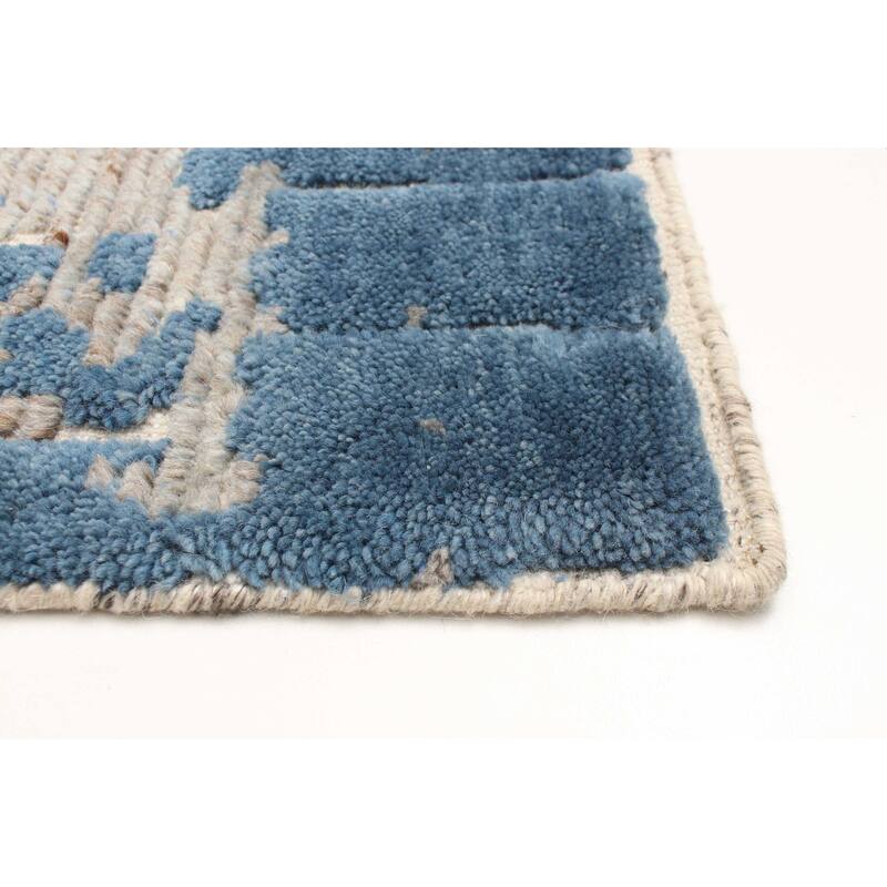 ECARPETGALLERY Hand-knotted Tangier Blue Wool Rug - 2'10 x 5'0