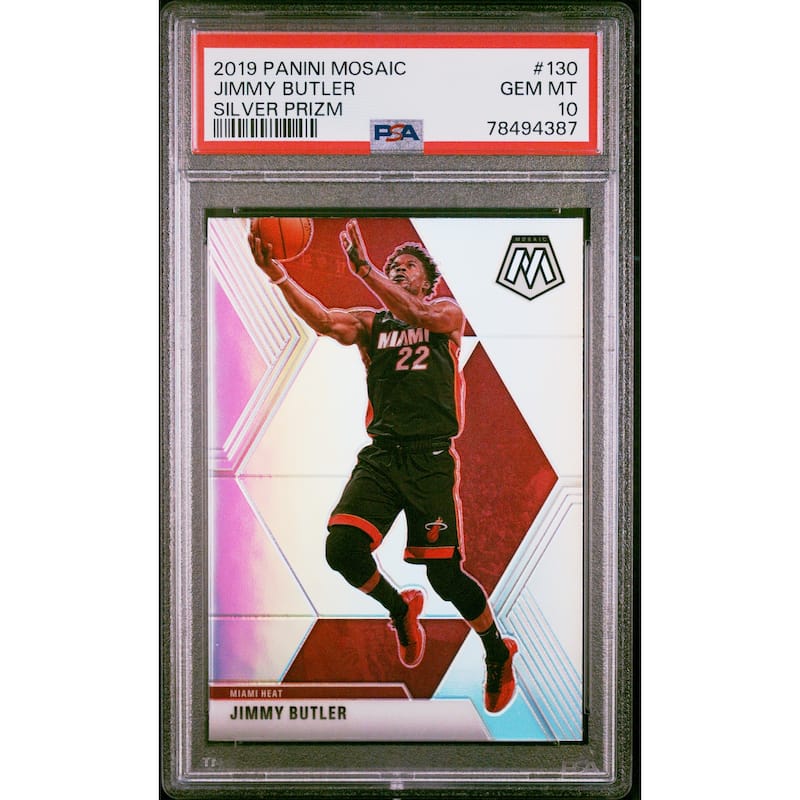 Jimmy Butler 2019 Panini Mosaic Silver Prizm Basketball Card #130 Graded PSA 10 - 8'6" x 11'6"