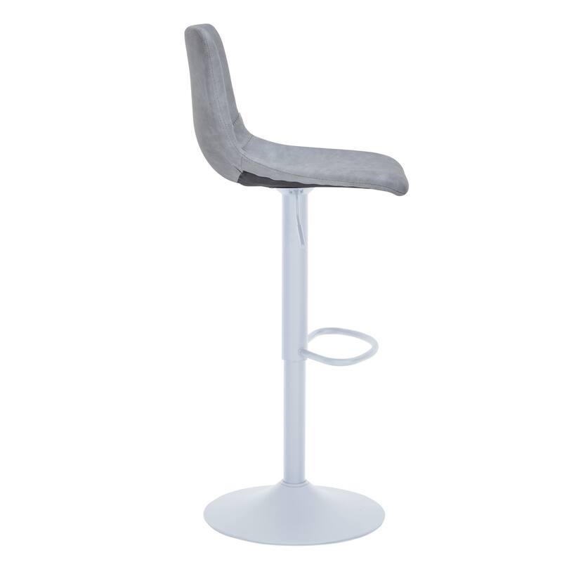 Adjustable Height Bar Stool in Leather Upholstery With White Iron Base Tilbury Collection