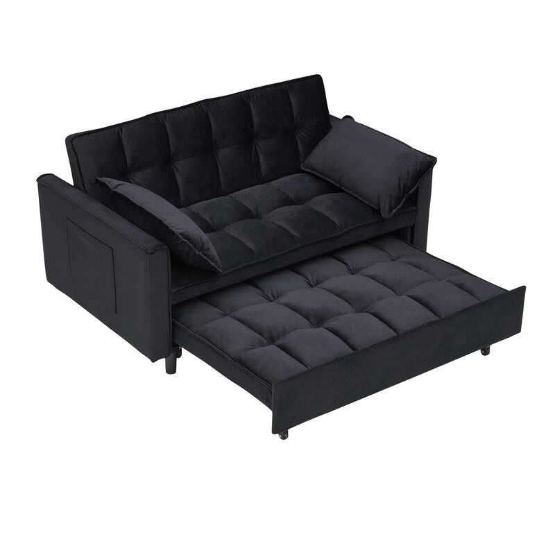 Compact Sofa Bed with Curved Backrest and Metal Legs - Comfortable 2-Person Sleeper Couch