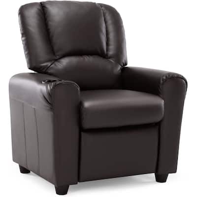 Snugway Contemporary Leather Kids Recliner with Cup Holder and Headrest