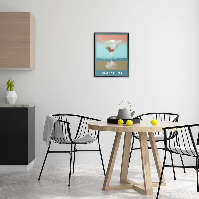 Stupell Martini over Muted Tones Framed Giclee Art Design By Matthew Piotrowicz
