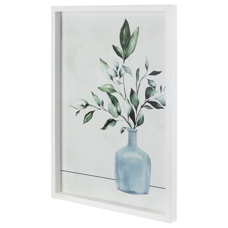 Greenery with Vase Wooden Framed Wall Art - 15.5" x 12"
