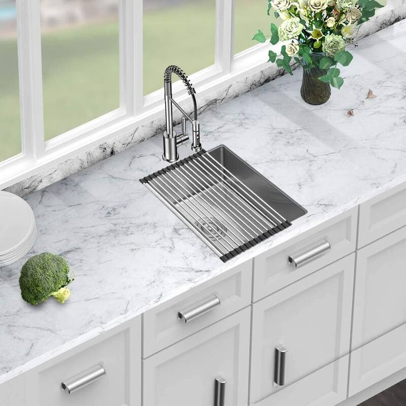 Undermount 16 Gauge Single Bowl Stainless Steel Kitchen Sink in Brushed Nickel
