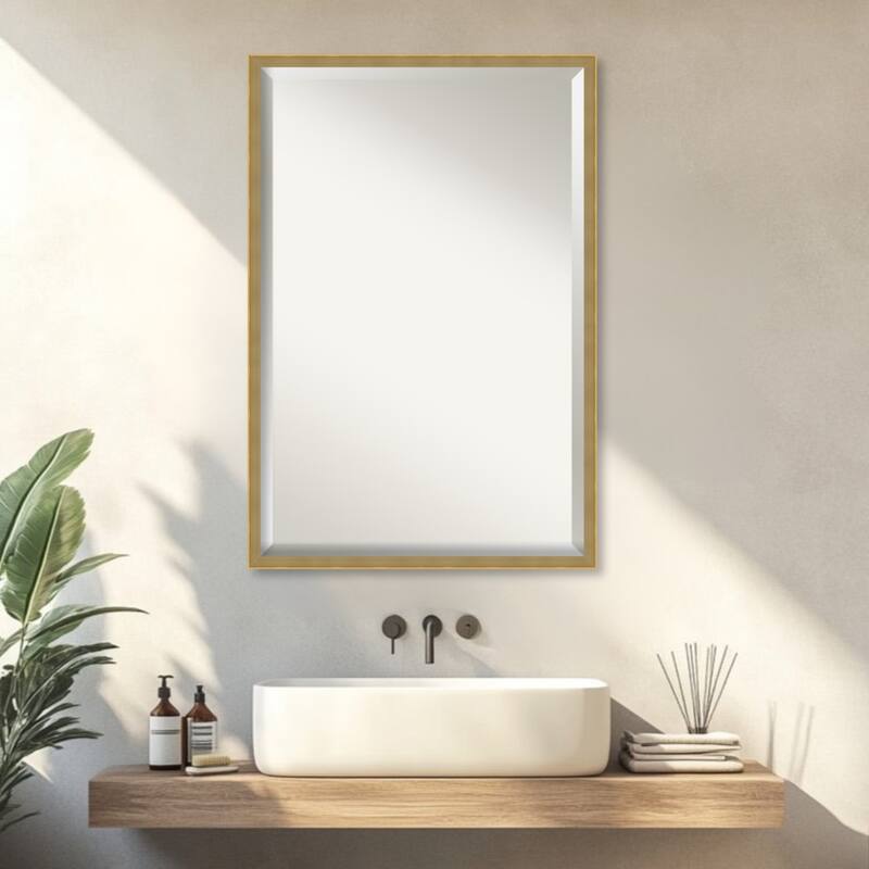 Incline Beveled Wood Framed Bathroom Vanity Wall Mirror