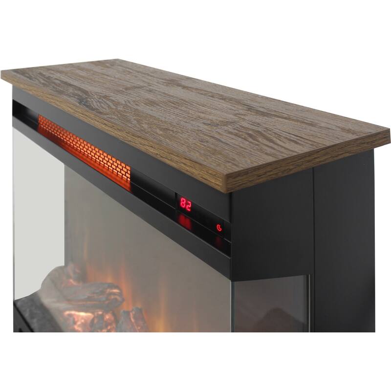 24 Inch 3-Sided Glass Freestanding Electric Fireplace with Feet