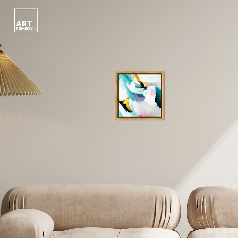 Art Remedy Still Violas Framed Blue Abstract 1 Piece Canvas Wall Art