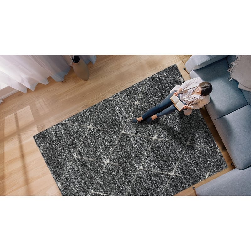 Talas Trellis Area Rug in Grey and Cream - 5'x 7'
