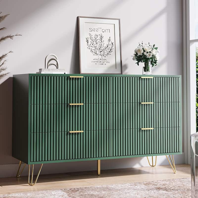 FURNIWAY Fluted Drawer Dresser for Bedroom